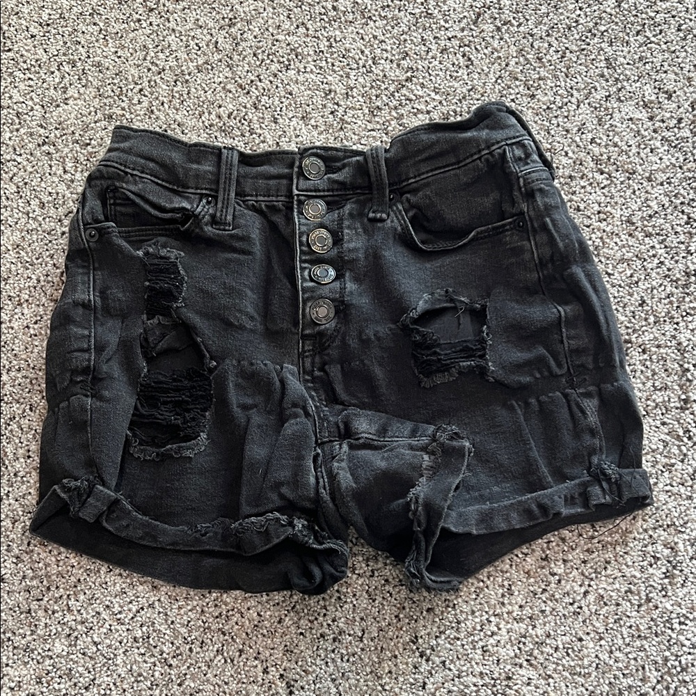 Mudd Black Ripped Jean Shorts Juniors 1